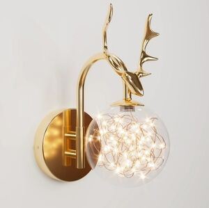 House of Hampton Gold Deer Antler Wall Sconce Light Fixture